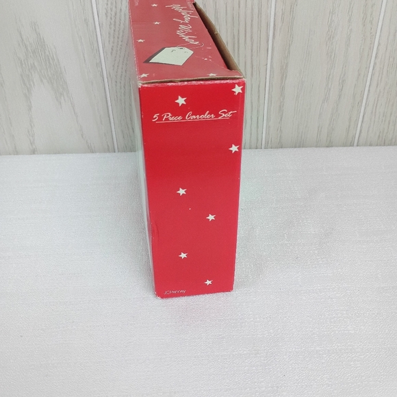 Vintage JCPenny 5 Piece Caroler Set Christmas Holiday w/ box Cream W/ Gold Trim - Picture 14 of 16
